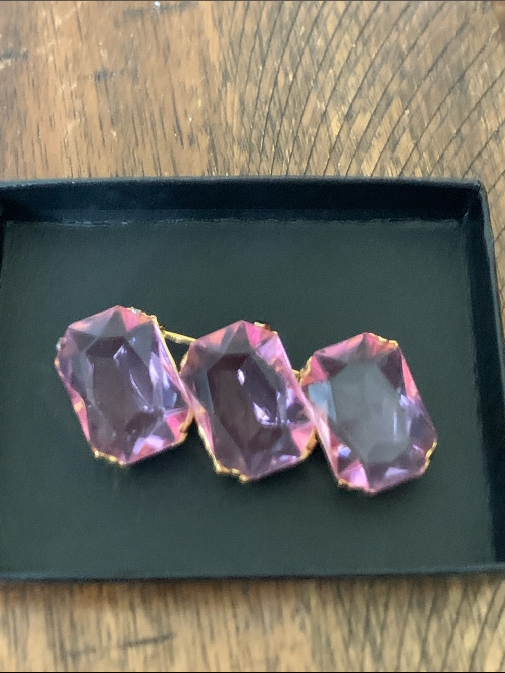 Pink Crystal Triple Stone Brooch - Women Jewelry